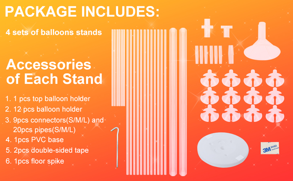 KATBUU 2 Sets of Balloon Stand Kit, 62in Reusable Balloon Stands for floor with Base, Decorations for Party Birthday Wedding Baby Shower Gender Reveal product description image 3