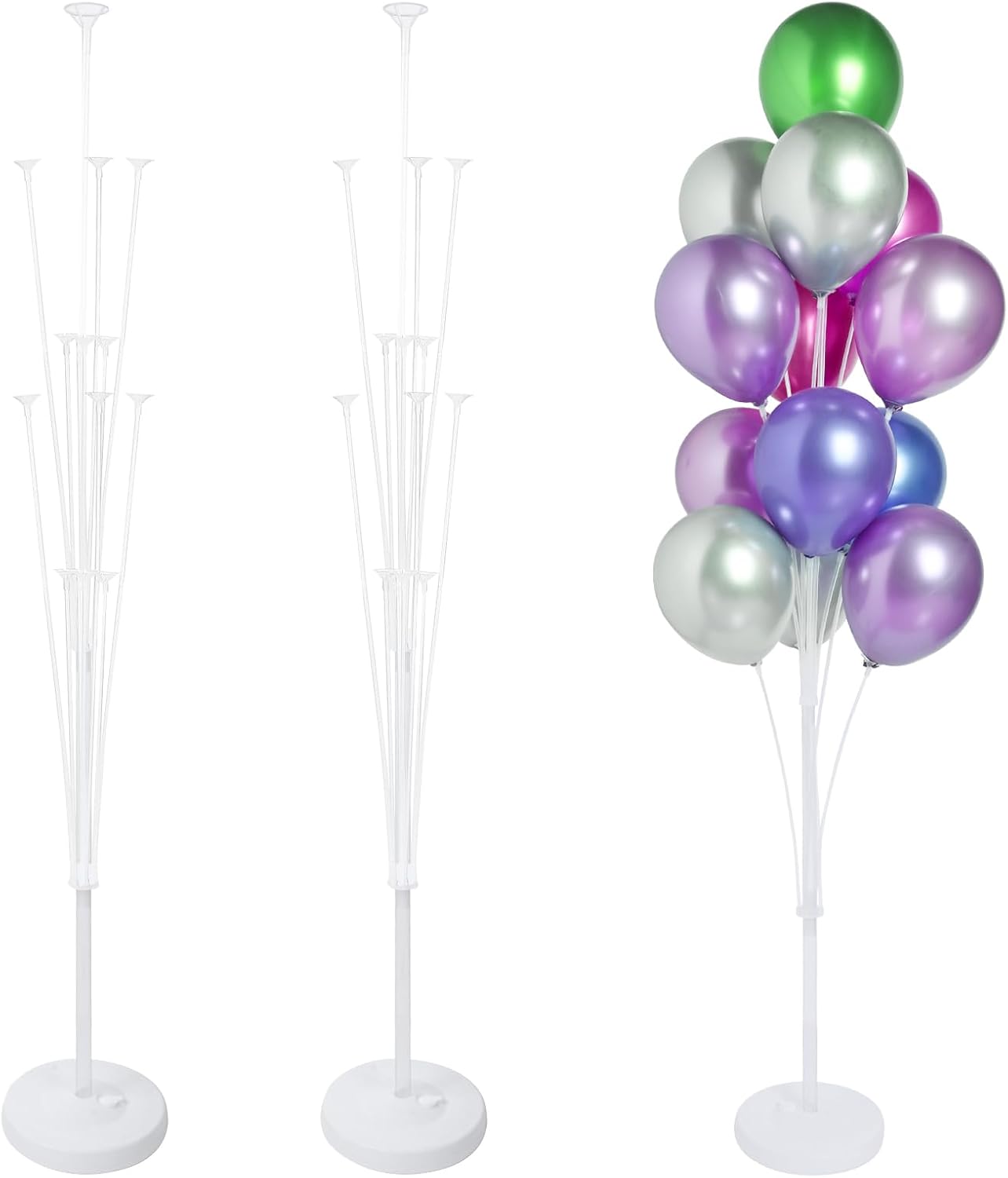 KATBUU 2 Sets of Balloon Stand Kit, 62in Reusable Balloon Stands for floor with Base, Decorations for Party Birthday Wedding Baby Shower Gender Reveal