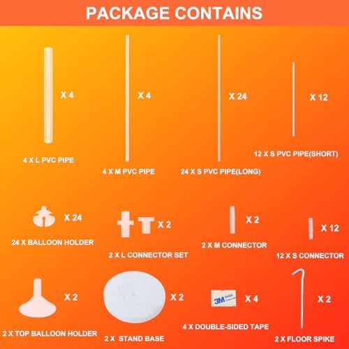 The components included in the KATBUU two-set balloon stand kit